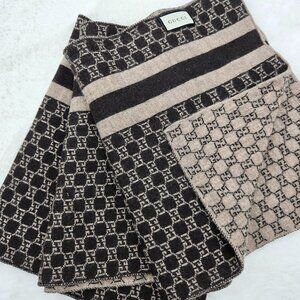 Gucci Wool Jacquard Scarf(Brown/Beige)